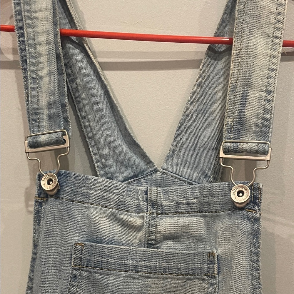 Light Wash Denim Short Overalls dollhouse size 7 - Picture 3 of 3